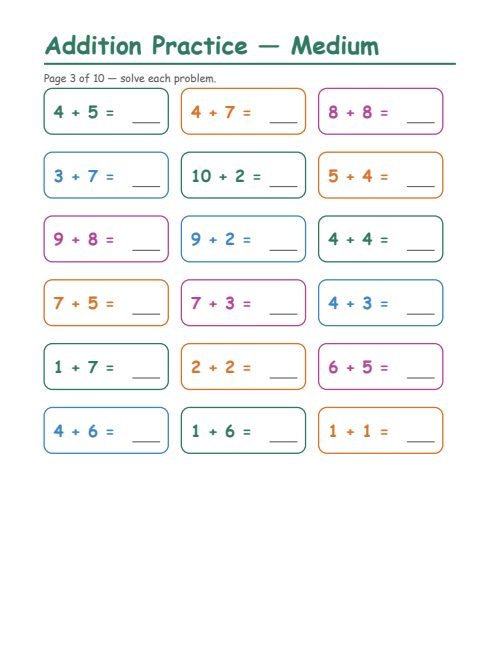 Addition — Medium, page 3