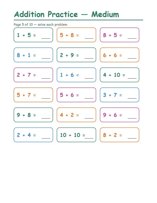 Addition — Medium, page 5