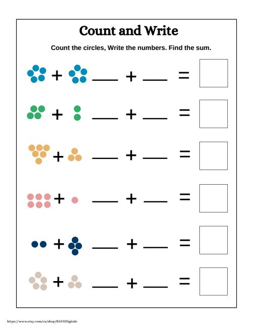 Addition — Worksheet 1, page 2