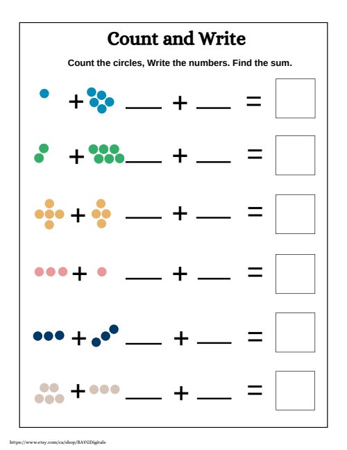 Addition — Worksheet 1, page 4