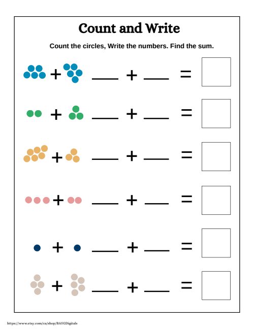 Addition — Worksheet 1, page 5