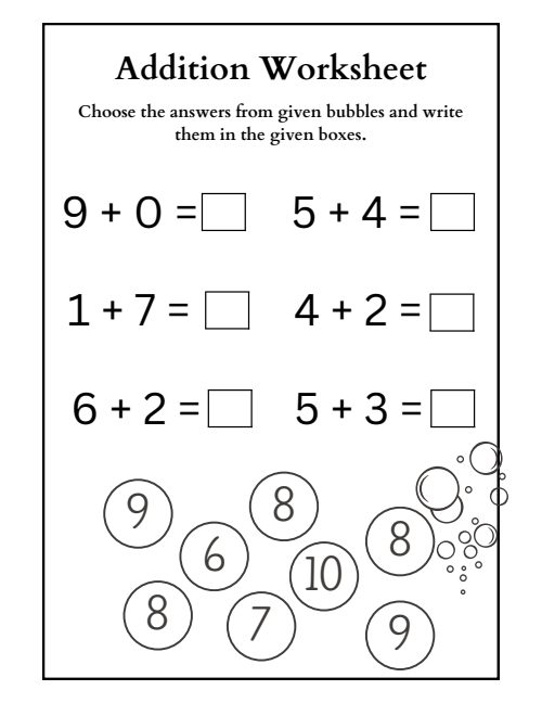 Addition — Worksheet 2, page 2