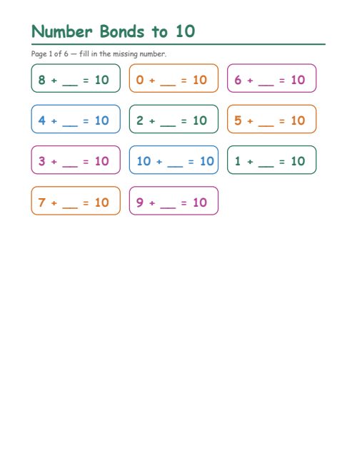 Number Bonds to 10