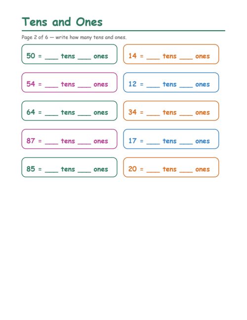 Tens and Ones, page 2