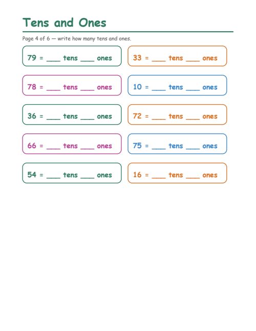 Tens and Ones, page 4
