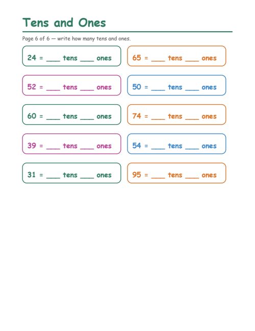 Tens and Ones, page 6