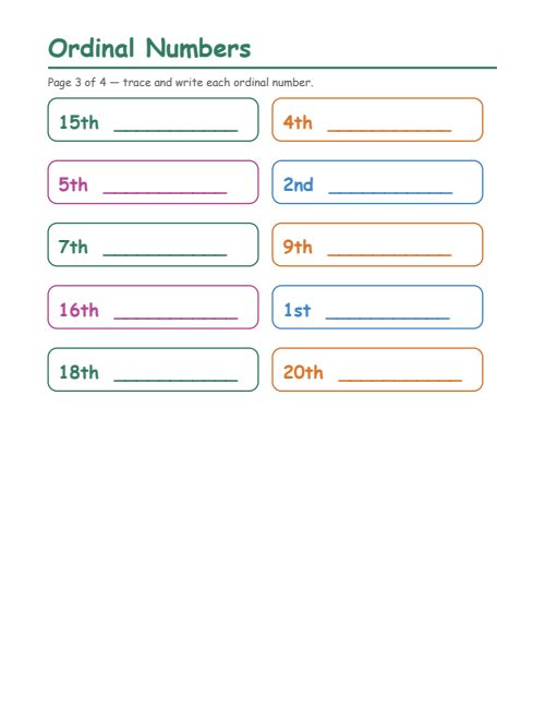 Ordinal Numbers, page 3