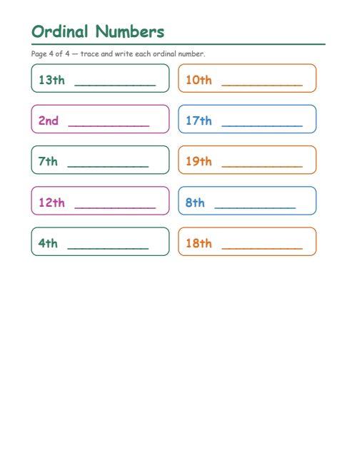 Ordinal Numbers, page 4