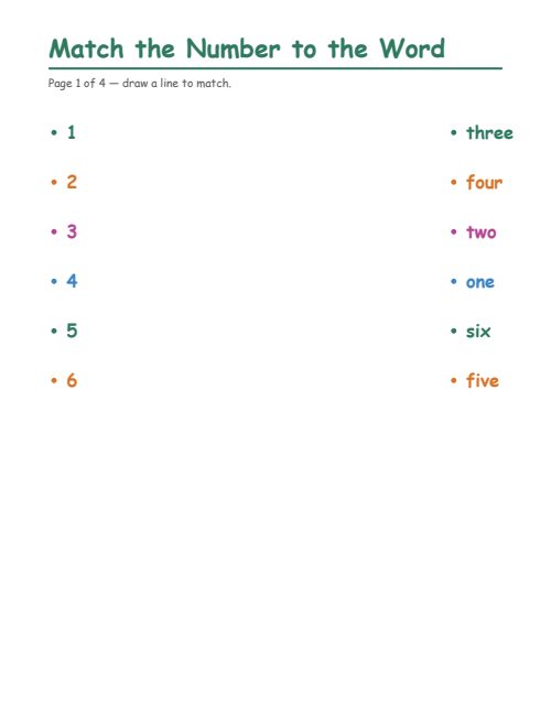 Match the Number to the Word
