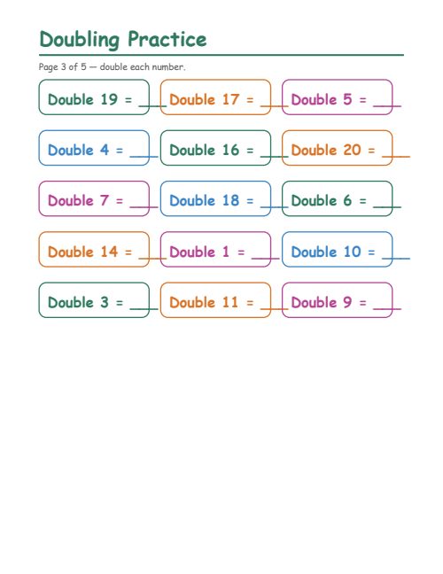 Doubling Practice, page 3