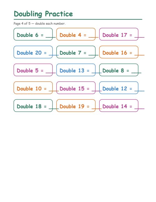 Doubling Practice, page 4