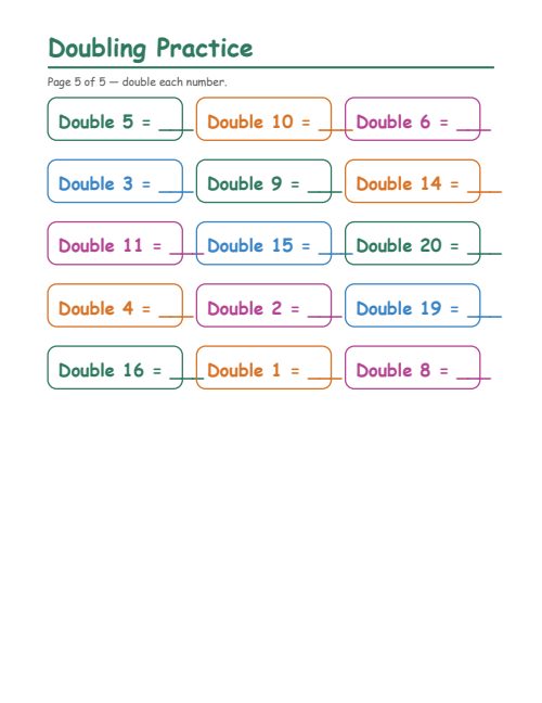 Doubling Practice, page 5