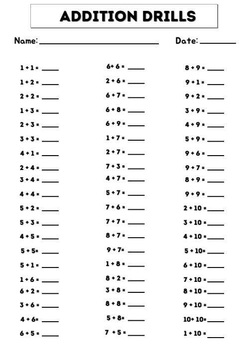 Math Activity Worksheets, page 2