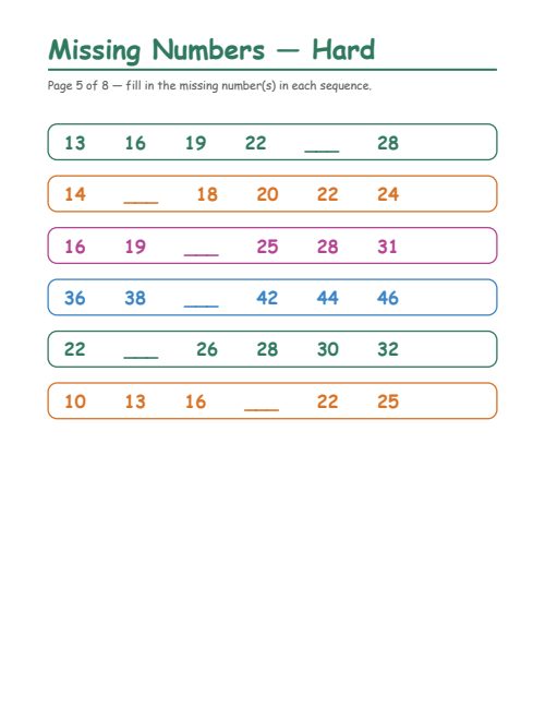 Missing Numbers — Hard, page 5