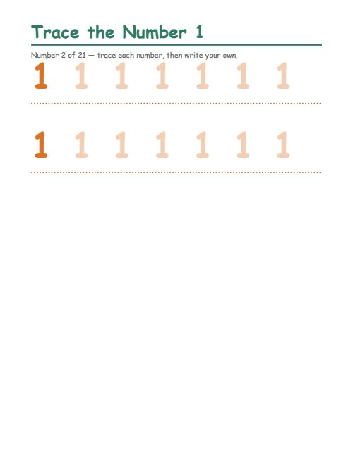 Number Tracing (0–20), page 2