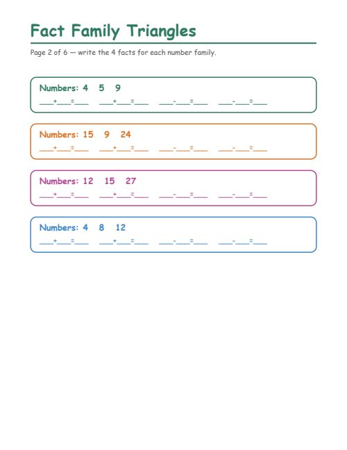Fact Family Triangles, page 2