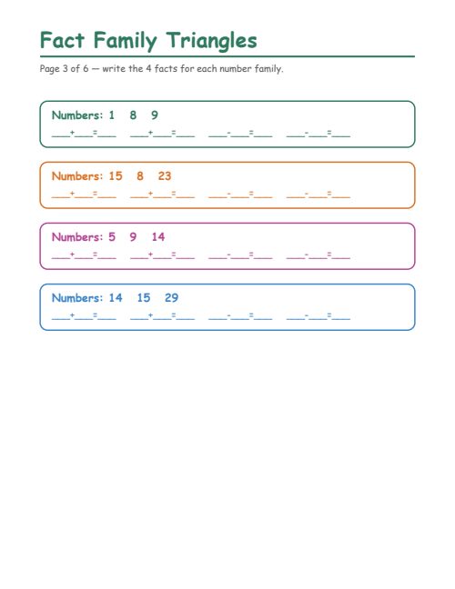 Fact Family Triangles, page 3