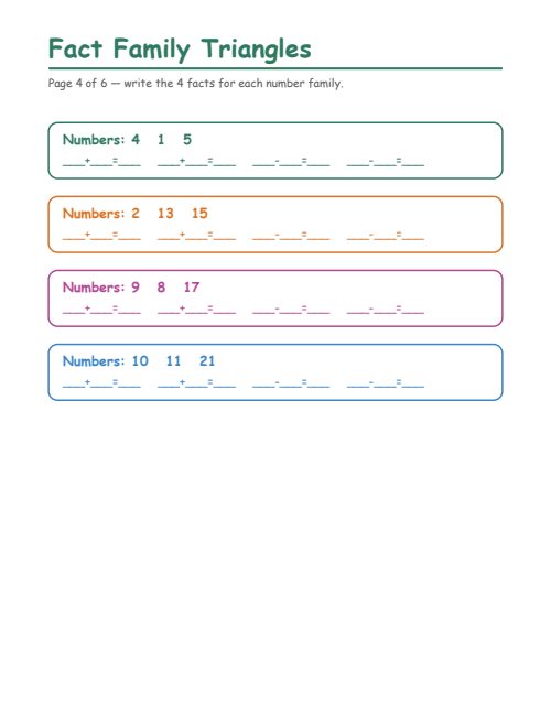 Fact Family Triangles, page 4
