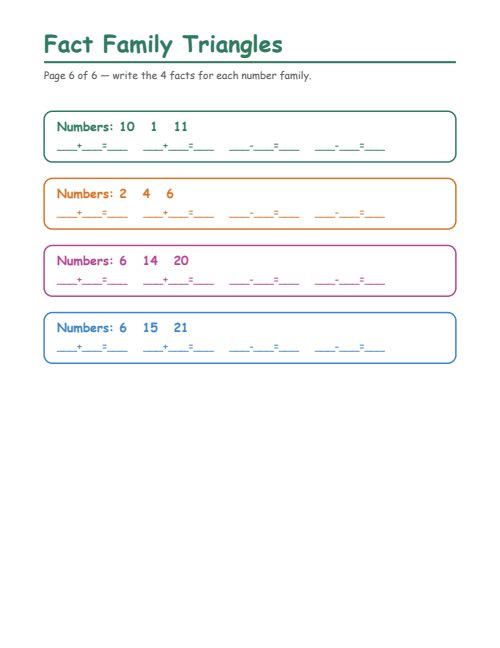 Fact Family Triangles, page 6