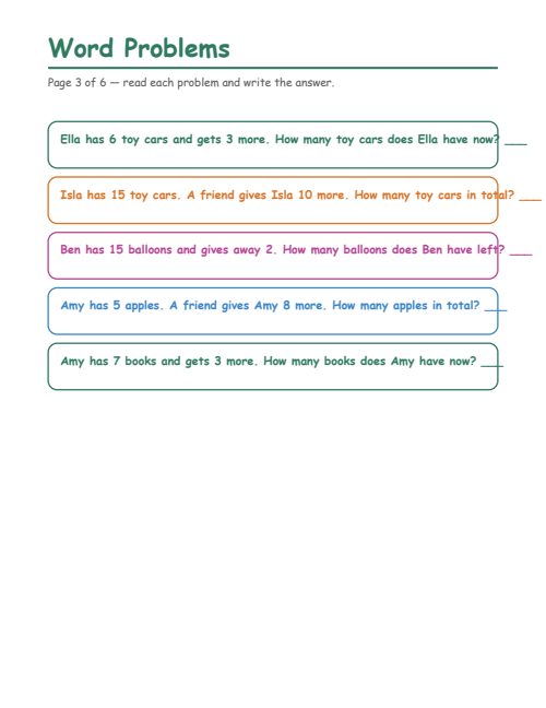 Word Problems, page 3