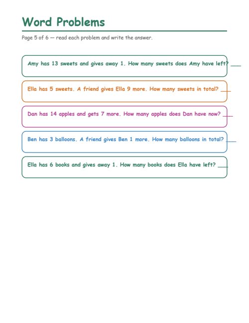 Word Problems, page 5