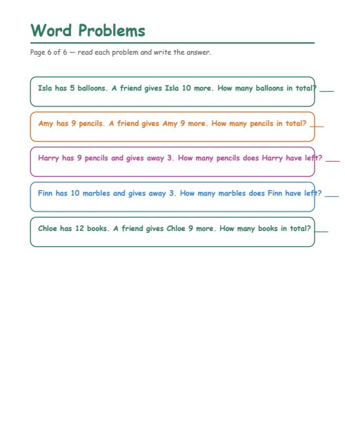 Word Problems, page 6