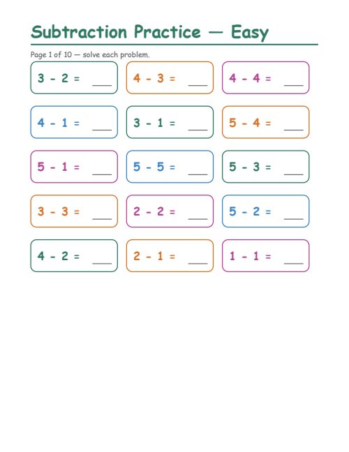 Subtraction — Easy
