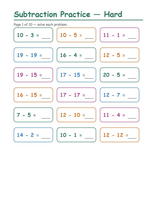 Subtraction — Hard