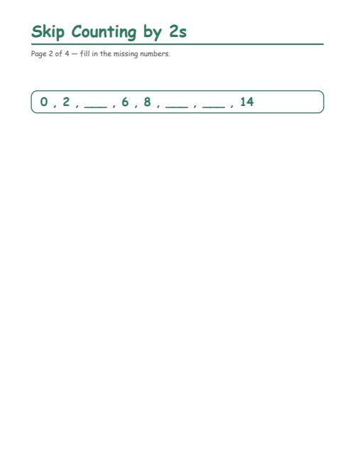 Skip Counting by 2s, page 2