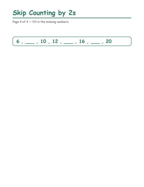 Skip Counting by 2s, page 4