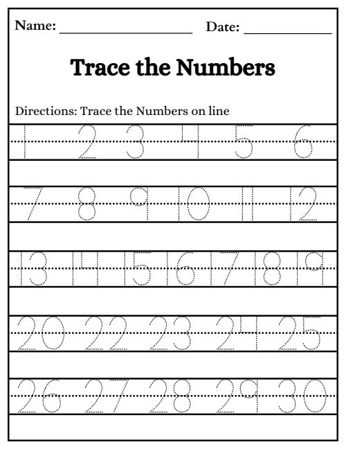 Tracing — Worksheet 3