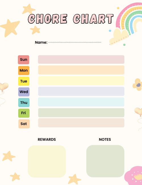Blank Chore Chart, page 2