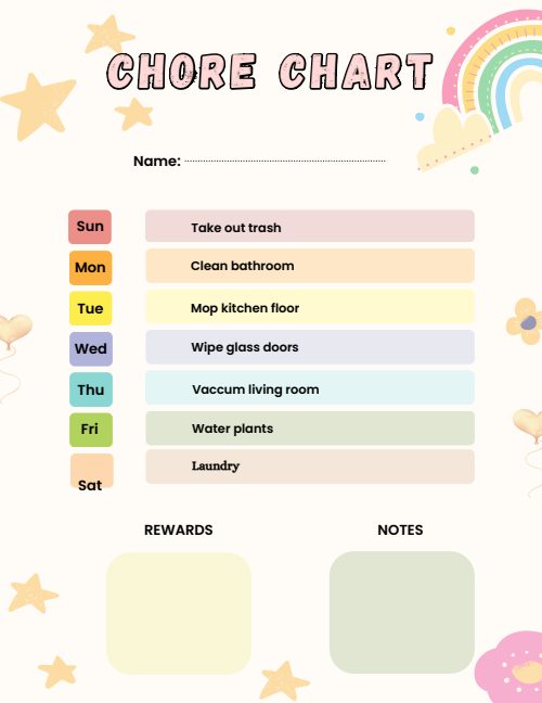 Kids Chore Chart, page 2