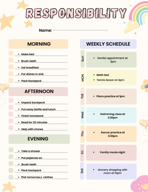 Kids Chore Chart, page 4