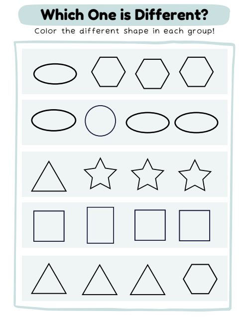 Color the Different Shape, page 5