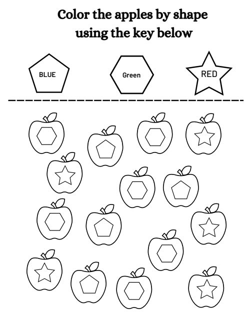 Color the Shape — Worksheet 1, page 3