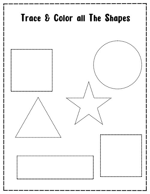 Trace & Color the Shape — Worksheet 1, page 4