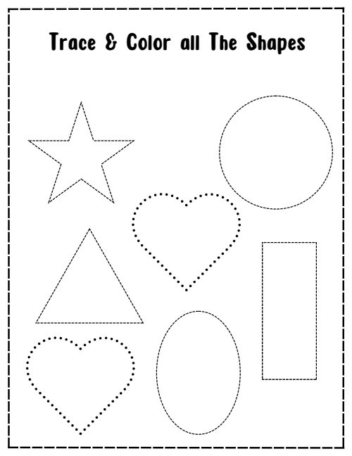 Trace & Color the Shape — Worksheet 1, page 5