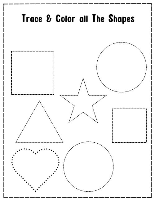 Trace & Color the Shape — Worksheet 1