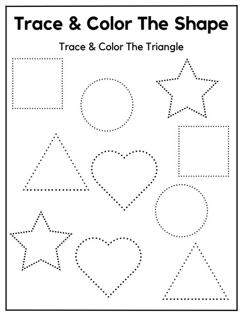 Trace & Color the Shape — Worksheet 2, page 5