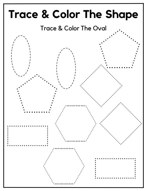 Trace & Color the Shape — Worksheet 2, page 6