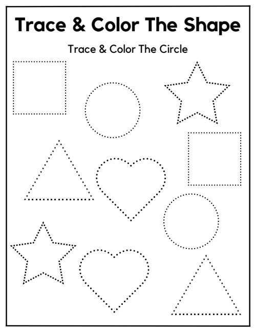 Trace & Color the Shape — Worksheet 2