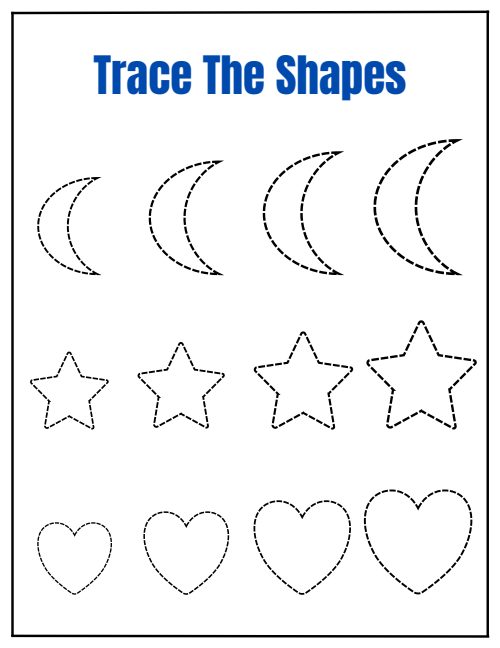 Tracing Shapes — Worksheet 2, page 2